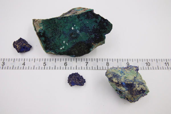 Four Raw Azurite Stones & Crystals